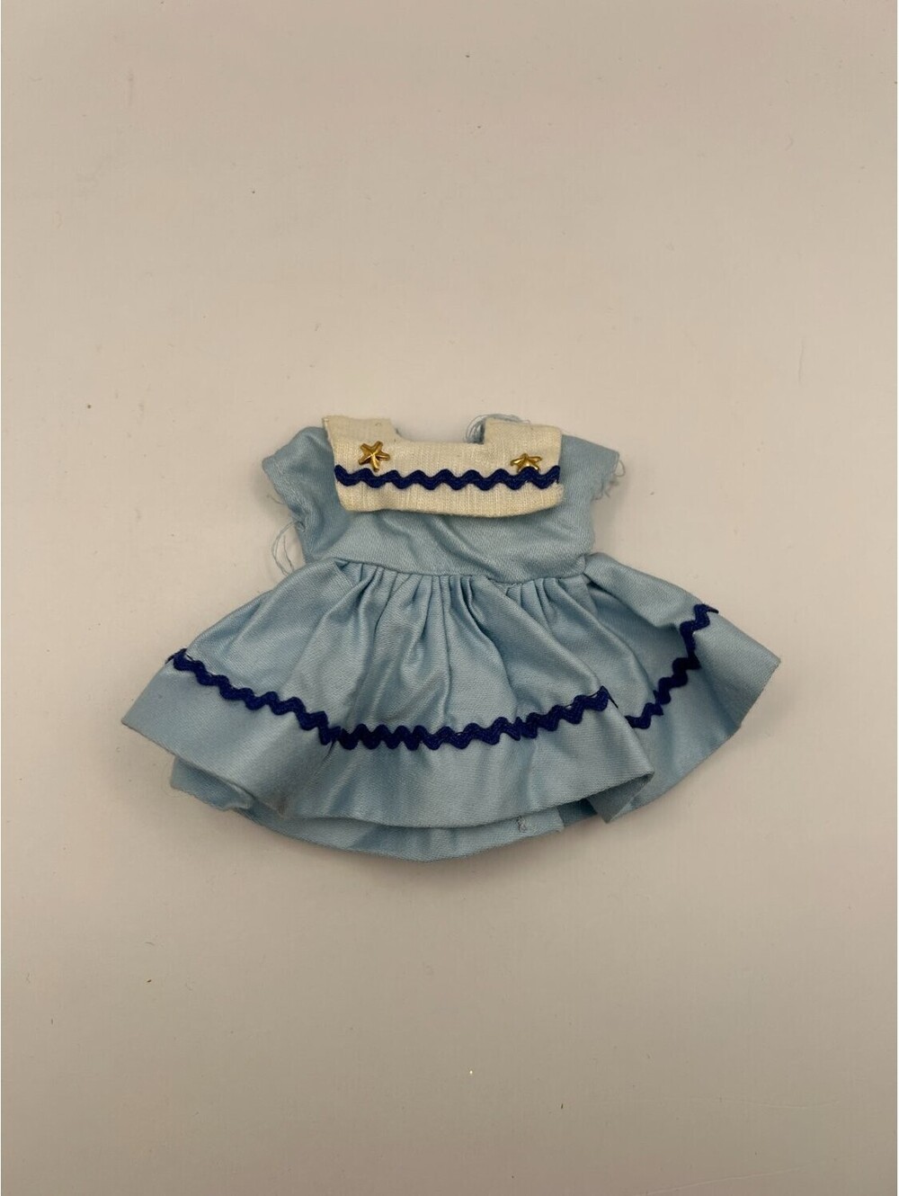 Vintage Sailor Doll Dress Light Blue Rickrack Trim Stars Snap Closure